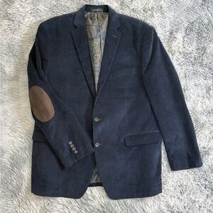 Lauren Ralph Lauren‎ 46L Blue Corduroy Blazer Brown Elbow Patches